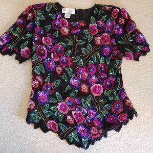 VTG Laurence Kazar Sequined Top. Size MP.